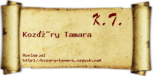 Kozáry Tamara névjegykártya